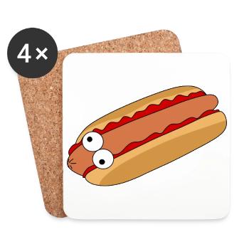 Verrückter Hotdog - Untersetzer (4er-Set) - Weiß - Vorne