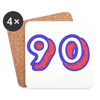 90. 90 ANS. 90e ANNIVERSAIRE. ANNIVERSAIRE 90 ANS. - Dessous de verre (lot de 4) - blanc - Devant