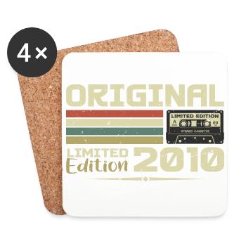 Retro 2010 Birthday Gift Born in 2010 Original - Coasters (set of 4) - white - Front