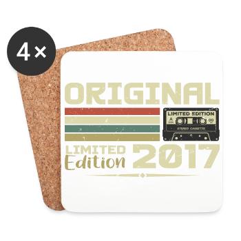 Retro 2017 Birthday Gift Born In 2017 Original - Coasters (set of 4) - white - Front