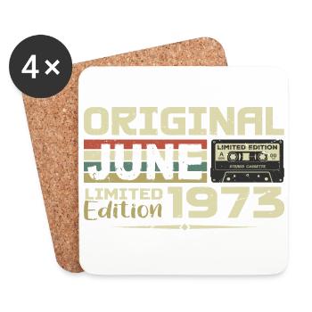 Juin 1973 Vintage Nées En Juin 1973 Anniversaire - Dessous de verre (lot de 4) - blanc - Devant