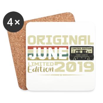 Juin 2019 Vintage Nées En Juin 2019 Anniversaire - Dessous de verre (lot de 4) - blanc - Devant