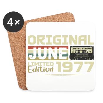 Juin 1977 Vintage Nées En Juin 1977 Anniversaire - Dessous de verre (lot de 4) - blanc - Devant