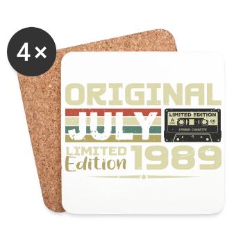 Birthday Gift July 1989 Born in July - Coasters (set of 4) - white - Front