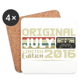 Birthday Gift July 2016 Born in July - Coasters (set of 4) - white - Front