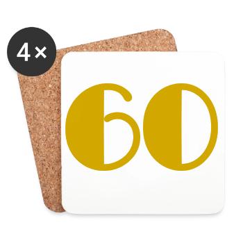 60. 60 JAHRE. 60-JÄHRIGES JUBILÄUM. 60. GEBURTSTAG. - Untersetzer (4er-Set) - Weiß - Vorne