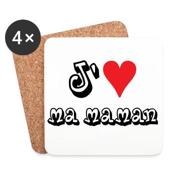 J'aime ma maman - Dessous de verre (lot de 4) - blanc - Devant