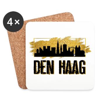 La Haye Pays-Bas Hollande Skyline City Gold - Dessous de verre (lot de 4) - blanc - Devant