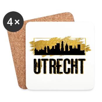 Utrecht Netherlands Holland Skyline City Gold - Coasters (set of 4) - white - Front