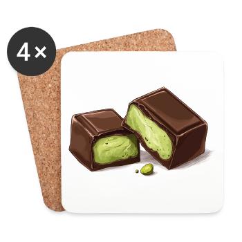 Dubaï Chocolat Pistaches Pistache Crème Chocolat - Dessous de verre (lot de 4) - blanc - Devant