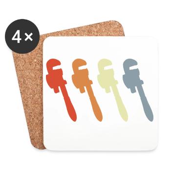 Clé à pipe rétro - Dessous de verre (lot de 4) - blanc - Devant