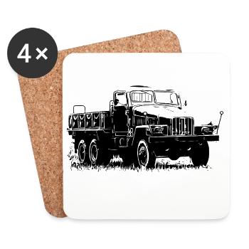 Camion à plateau IFA G5 – Icône de voiture classique du DD - Dessous de verre (lot de 4) - blanc - Devant