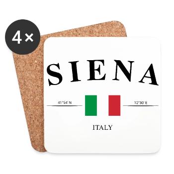 Siena Italien Koordinaten Reise Souvenir Geschenk - Untersetzer (4er-Set) - Weiß - Vorne