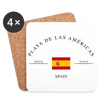Playa de las Américas – Holiday Souvenir & Gift - Coasters (set of 4) - white - Front
