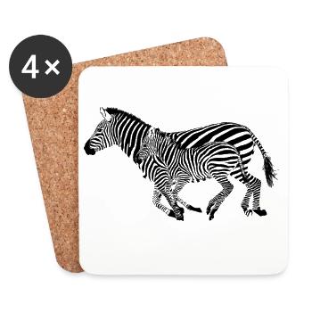 Zebra - Untersetzer (4er-Set) - Weiß - Vorne