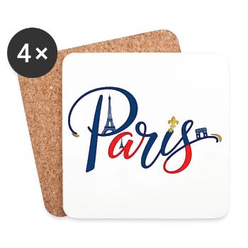 Paris Skyline Neon Lettering - Coasters (set of 4) - white - Front