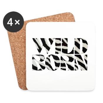 Wild Born Safari Zebra Muster Design - Untersetzer (4er-Set) - Weiß - Vorne