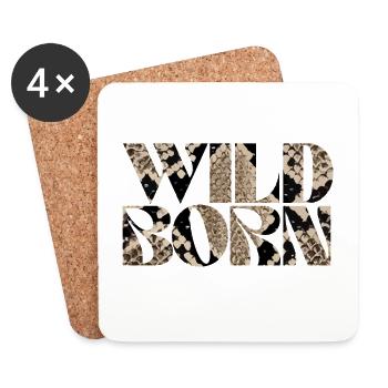 Wild Born Snake Print Abstract Design - Coasters (set of 4) - white - Front