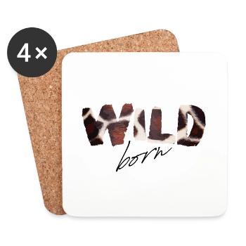 Wild Born Cow Print - Coasters (set of 4) - white - Front