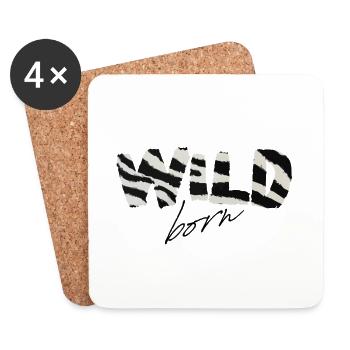 Wild Born Zebra Streifen-Logo - Untersetzer (4er-Set) - Weiß - Vorne