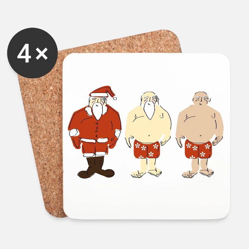 Drei Santa Hawaii Look - Untersetzer (4er-Set) - Weiß
