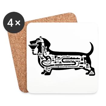 dackel verdauung hund kunst  - Untersetzer (4er-Set) - Weiß - Vorne
