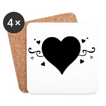 Black Heart Valentine's Day Gift - Coasters (set of 4) - white - Front
