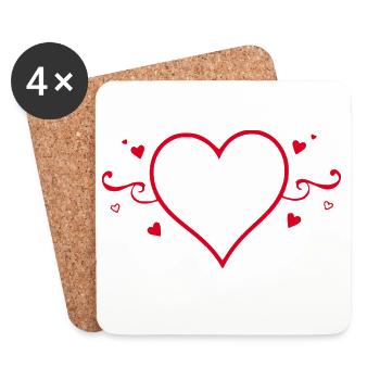 Valentines Red Heart, Valentine's Day - Coasters (set of 4) - white - Front