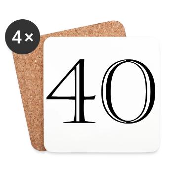 40. 40 ANS. 40e ANNIVERSAIRE. ANNIVERSAIRE 40 ANS. - Dessous de verre (lot de 4) - blanc - Devant