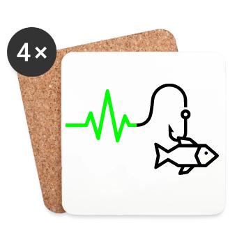 EKG Puls Angelhaken Outline - Untersetzer (4er-Set) - Weiß - Vorne