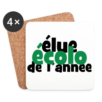 Distinction Elue Ecolo Année Typo - Dessous de verre (lot de 4) - blanc - Devant