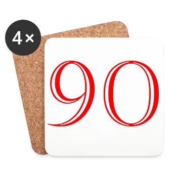 90. 90 ANS. 90e ANNIVERSAIRE. ANNIVERSAIRE 90 ANS. - Dessous de verre (lot de 4) - blanc - Devant
