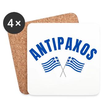 Antipaxos griechische Flaggen - Untersetzer (4er-Set) - Weiß - Vorne