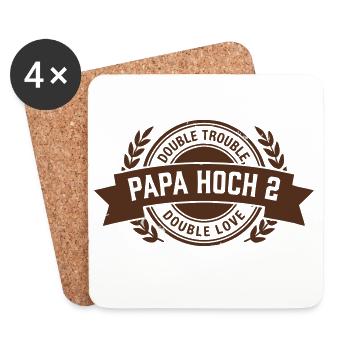 Papa Hoch 2 Zwillinge Zweifacher Vater Geschenk - Untersetzer (4er-Set) - Weiß - Vorne