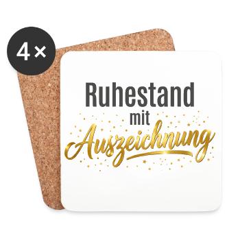 Rente mit Auszeichnung – Design mit goldnen Sterne - Untersetzer (4er-Set) - Weiß - Vorne
