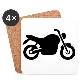 Motorcycle Black Bike Biker Gift - Coasters (set of 4) - white - Front