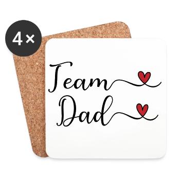 Team Dad Herz Typografie-Design - Untersetzer (4er-Set) - Weiß - Vorne