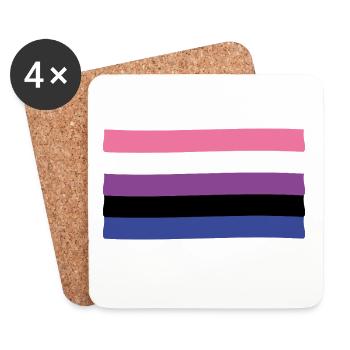 Genderfluid Pride Flagge - Untersetzer (4er-Set) - Weiß - Vorne