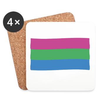 Polysexuelle Flagge: Stolz und Vielfalt - Untersetzer (4er-Set) - Weiß - Vorne