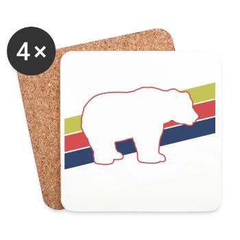 Bär Silhouette Retro Style - Untersetzer (4er-Set) - Weiß - Vorne