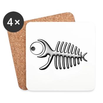 Arête de poisson - Dessous de verre (lot de 4) - blanc - Devant