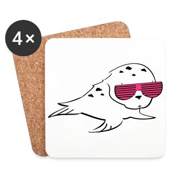 Robbe mit Shutter Shades - Untersetzer (4er-Set) - Weiß - Vorne