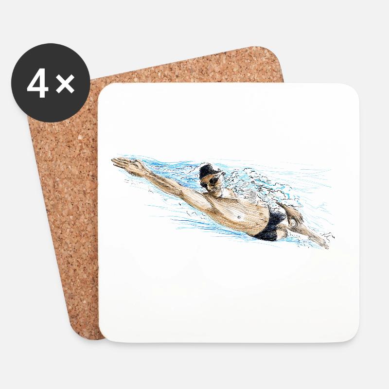 Schwimmer - Untersetzer (4er-Set) - Weiß