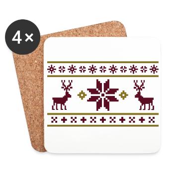 Norwegian pattern (winter) 05.1 - Coasters (set of 4) - white - Front