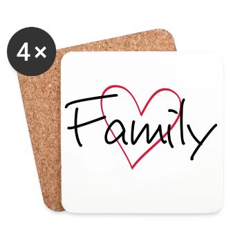 Cadeau de famille d'amitié de coeur de famille - Dessous de verre (lot de 4) - blanc - Devant