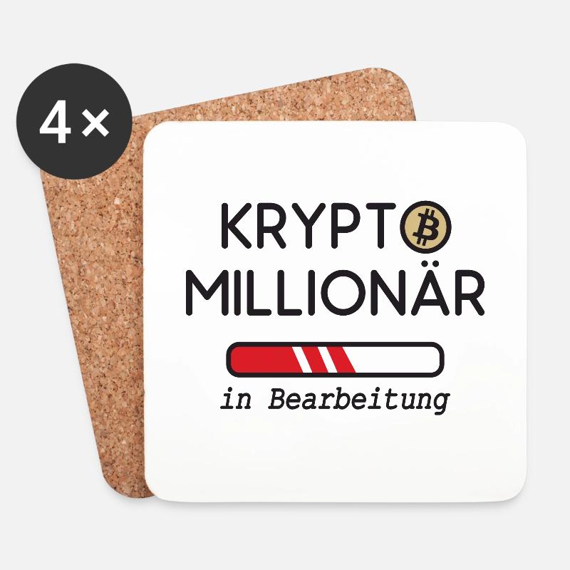 Krypto Millionär in Bearbeitung - Untersetzer (4er-Set) - Weiß