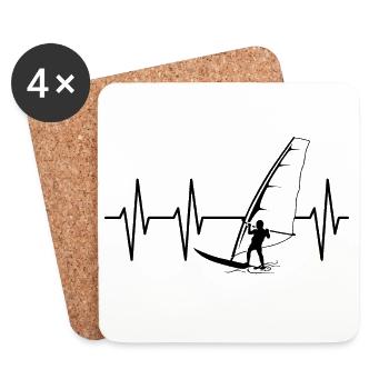 Heartbeat Heartbeat WindSurfing Windsurfer Pulse - Dessous de verre (lot de 4) - blanc - Devant