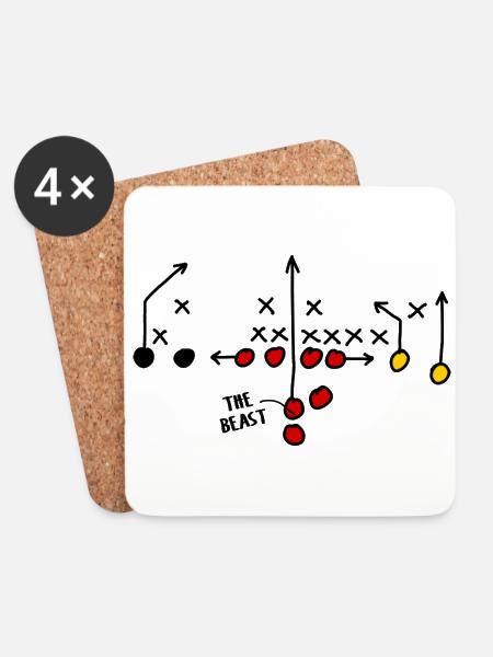 American Football Spielzug Deutschland Runningback - Untersetzer (4er-Set) - Weiß