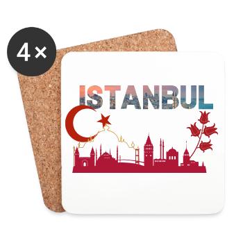 Istanbuler Skyline-Silhouette - Untersetzer (4er-Set) - Weiß - Vorne