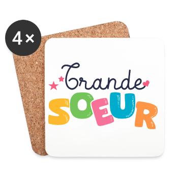 grande soeur Cadeau naissance famille - Dessous de verre (lot de 4) - blanc - Devant